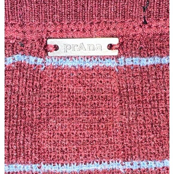 prAna Milani V-Neck Sweater Maroon stripe, Size Medium organic cotton - Picture 5 of 5